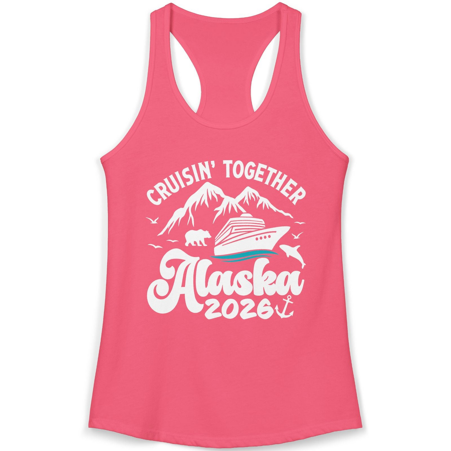 Alaska Cruise Adventure Shirt Ladies Tank Top – Hot Pink – Alaska Cruise Shirts