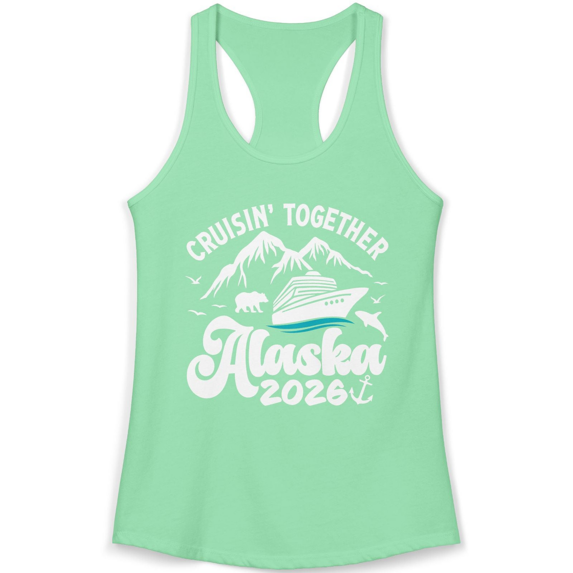 Alaska Cruise Adventure Shirt Ladies Tank Top – Solid Mint – Alaska Cruise Shirts