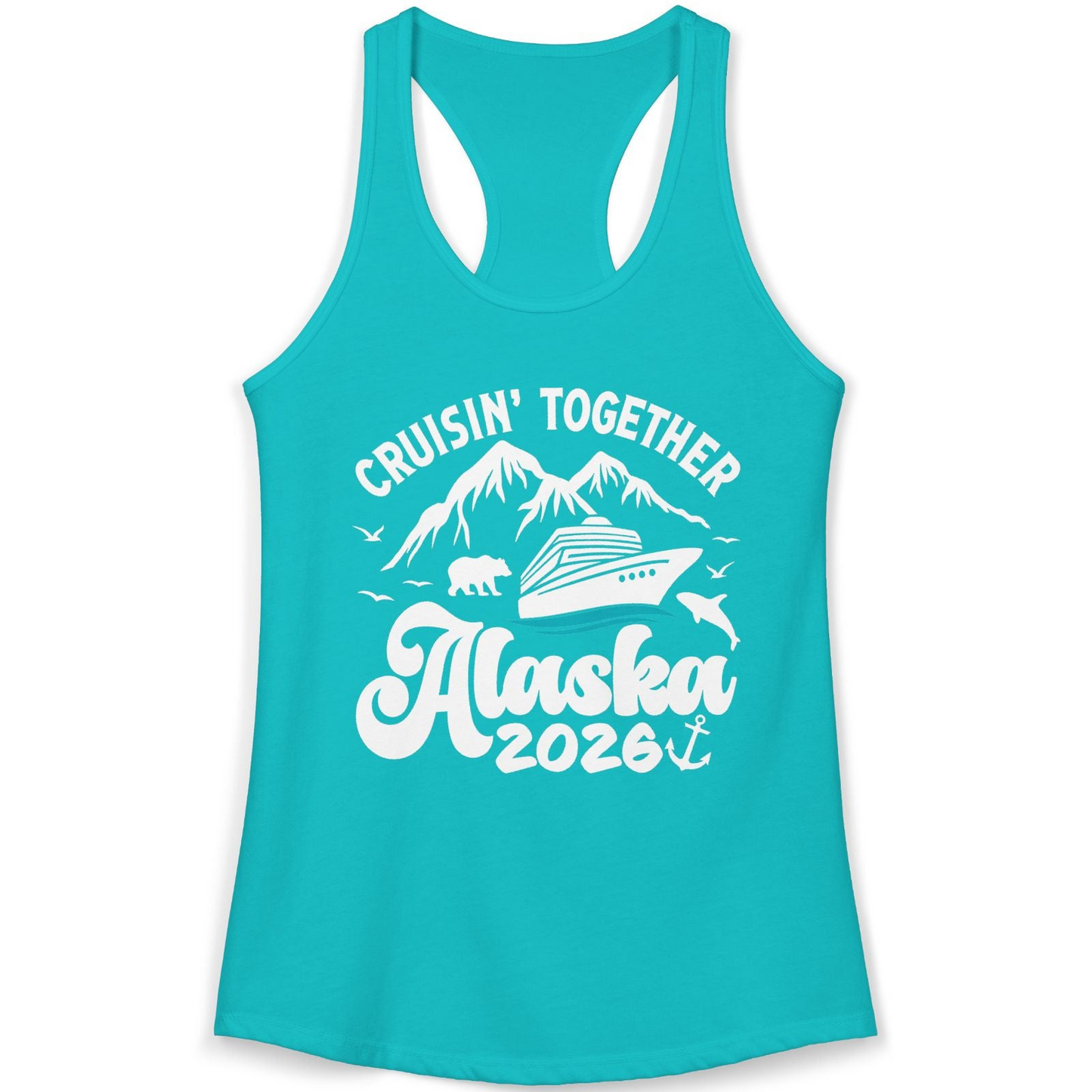 Alaska Cruise Adventure Shirt Ladies Tank Top – Tahiti Blue – Alaska Cruise Shirts