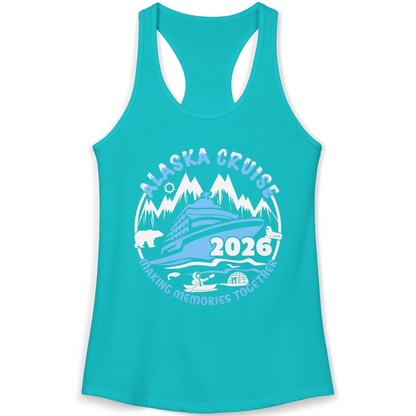 Alaska Cruise 2026 Shirt Ladies Tank Top – Tahiti Blue – Alaska Cruise Shirts