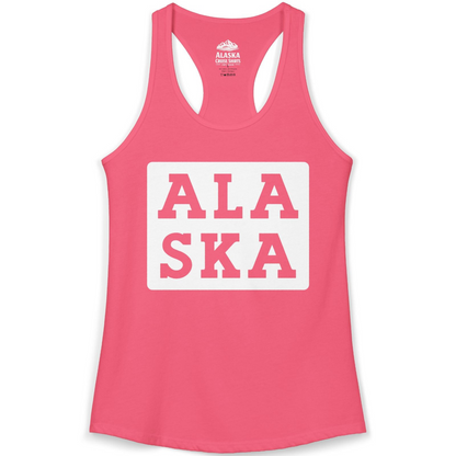 Bold Alaska Block Text Shirt Ladies Tank Top – Hot Pink – Alaska Cruise Shirts
