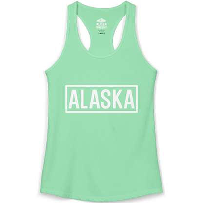 Alaska Bold Text Minimalist Monochrome Graphic Shirt for Travelers — Ladies Tank Ladies Tank Top – Solid Mint – Alaska Cruise Shirts
