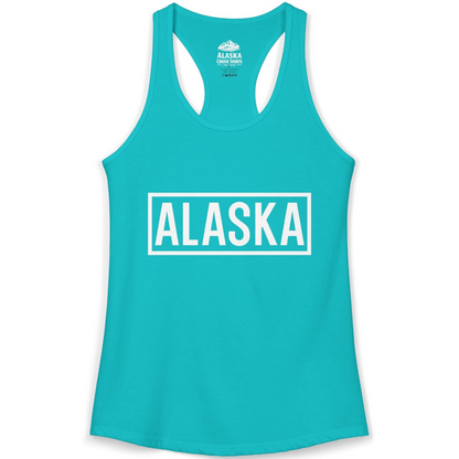 Alaska Bold Text Minimalist Monochrome Graphic Shirt for Travelers — Ladies Tank Ladies Tank Top – Tahiti Blue – Alaska Cruise Shirts