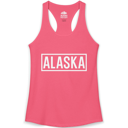Alaska Bold Text Minimalist Monochrome Graphic Shirt for Travelers — Ladies Tank Ladies Tank Top – Hot Pink – Alaska Cruise Shirts