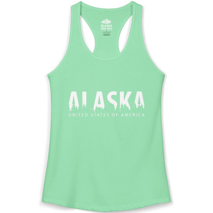 Alaska United States Typography Shirt Ladies Tank Top – Solid Mint – Alaska Cruise Shirts