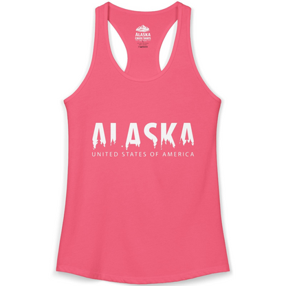 Alaska United States Typography Shirt Ladies Tank Top – Hot Pink – Alaska Cruise Shirts