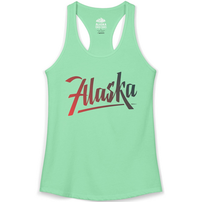 Alaska Script Wordmark Shirt Ladies Tank Top – Solid Mint – Alaska Cruise Shirts