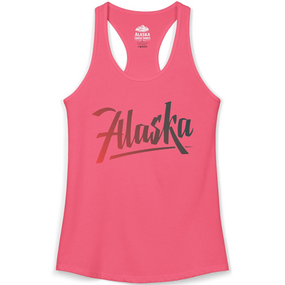 Alaska Script Wordmark Shirt Ladies Tank Top – Hot Pink – Alaska Cruise Shirts