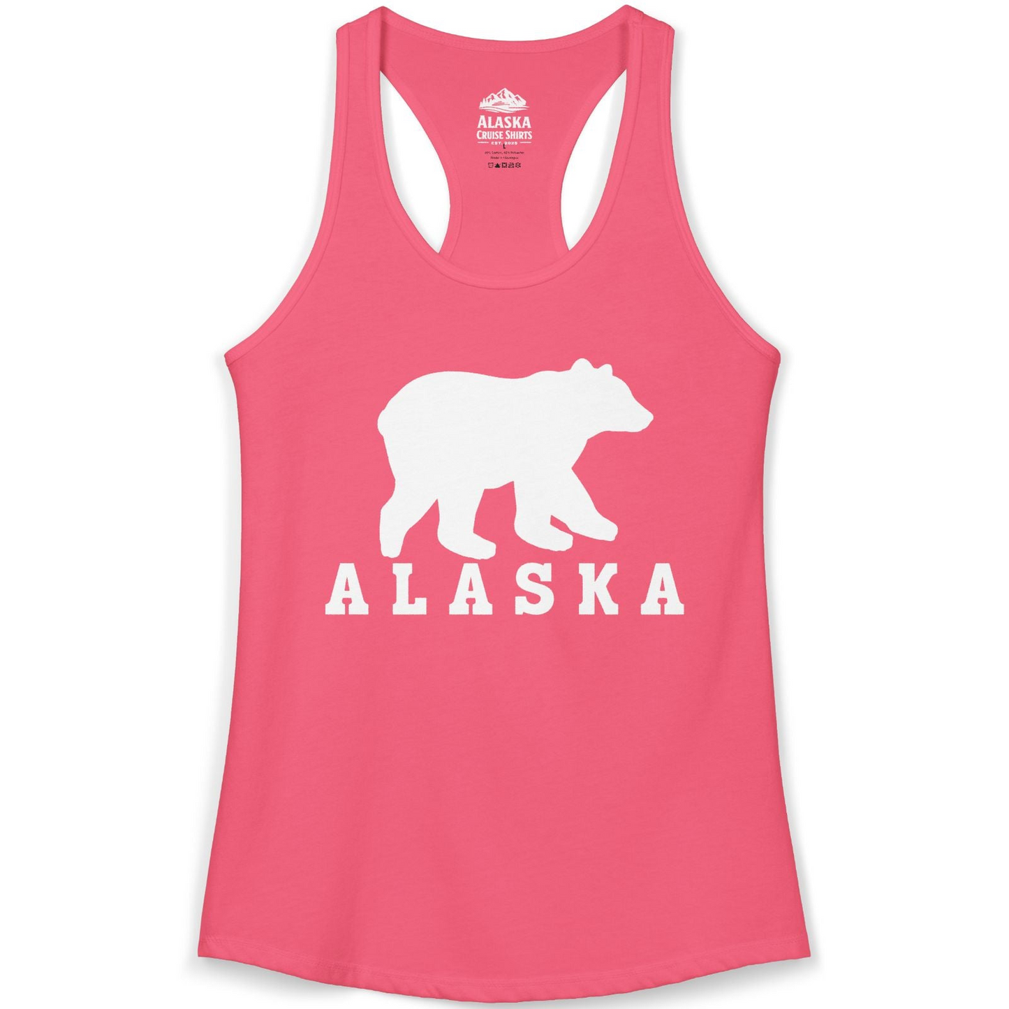 Alaska Bear Silhouette Shirt Ladies Tank Top – Hot Pink – Alaska Cruise Shirts