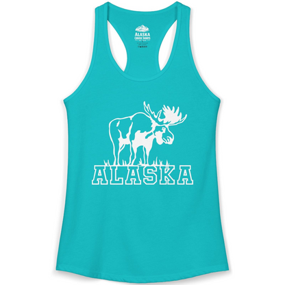 Alaska Moose Silhouette Shirt Ladies Tank Top – Tahiti Blue – Alaska Cruise Shirts