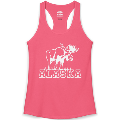 Alaska Moose Silhouette Shirt Ladies Tank Top – Hot Pink – Alaska Cruise Shirts
