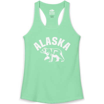 Alaska Bear Silhouette Wildlife Shirt Ladies Tank Top – Solid Mint – Alaska Cruise Shirts