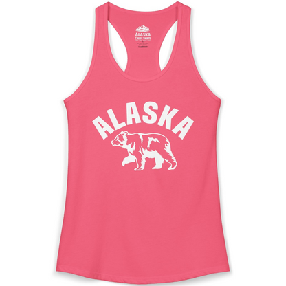 Alaska Bear Silhouette Wildlife Shirt Ladies Tank Top – Hot Pink – Alaska Cruise Shirts