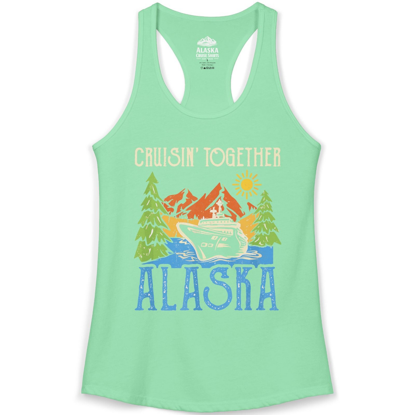 Alaska Cruise Adventure Nature Landscape Retro Family Shirt — Ladies Tank Ladies Tank Top – Solid Mint – Alaska Cruise Shirts