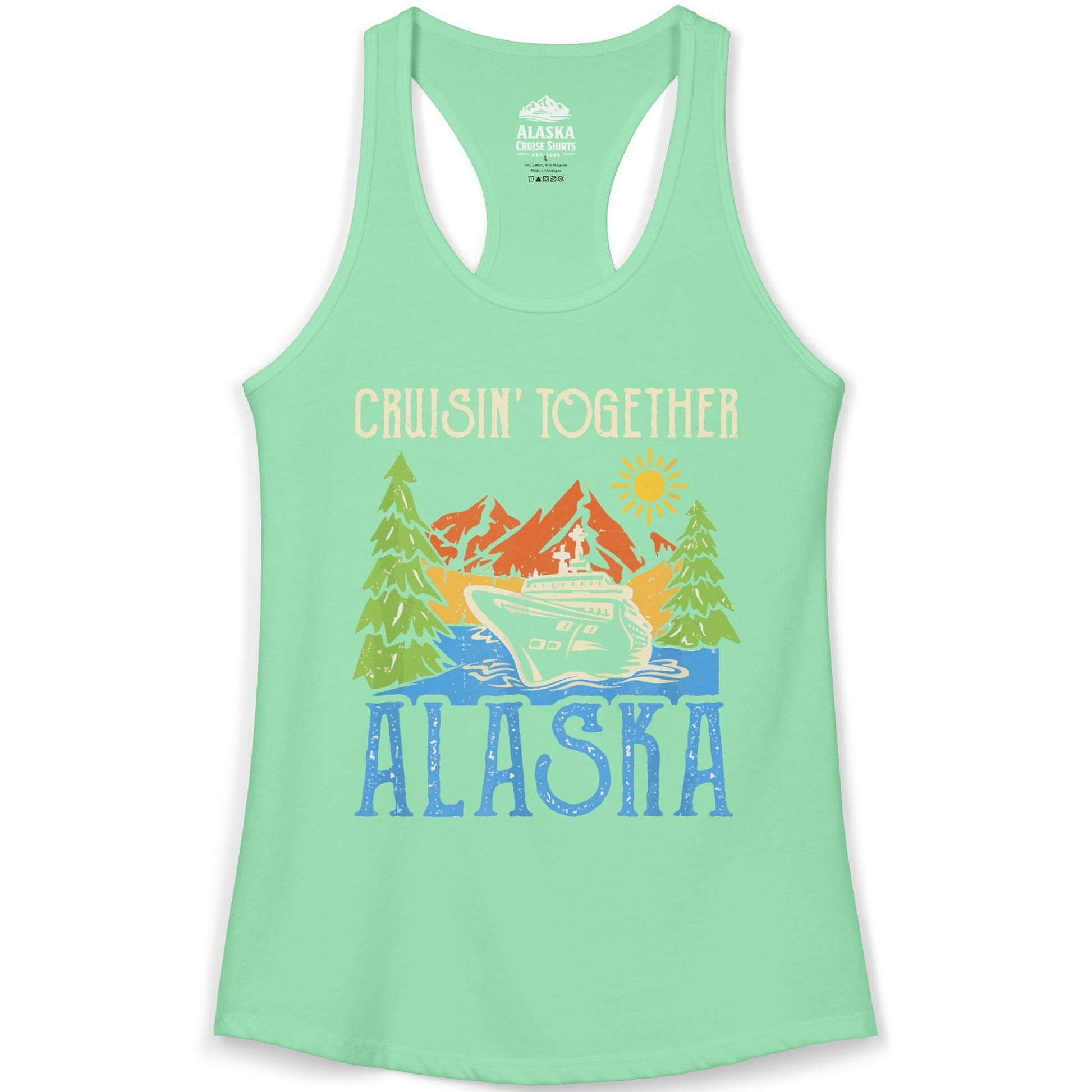 Alaska Cruise Adventure Nature Landscape Retro Family Shirt — Ladies Tank Ladies Tank Top – Solid Mint – Alaska Cruise Shirts