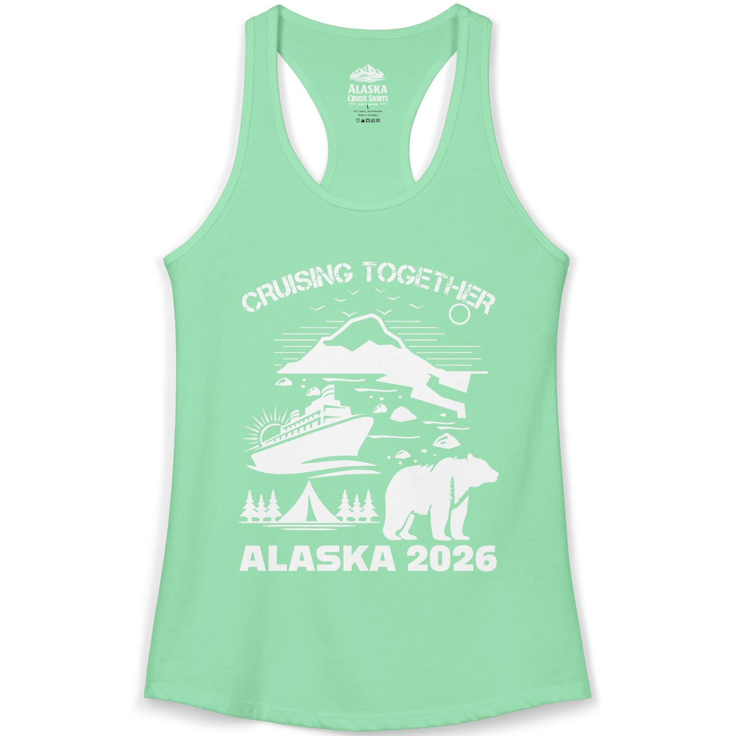 Alaska Cruise 2026 Family Adventure Bear Mountain Nature Shirt — Ladies Tank Ladies Tank Top – Solid Mint – Alaska Cruise Shirts