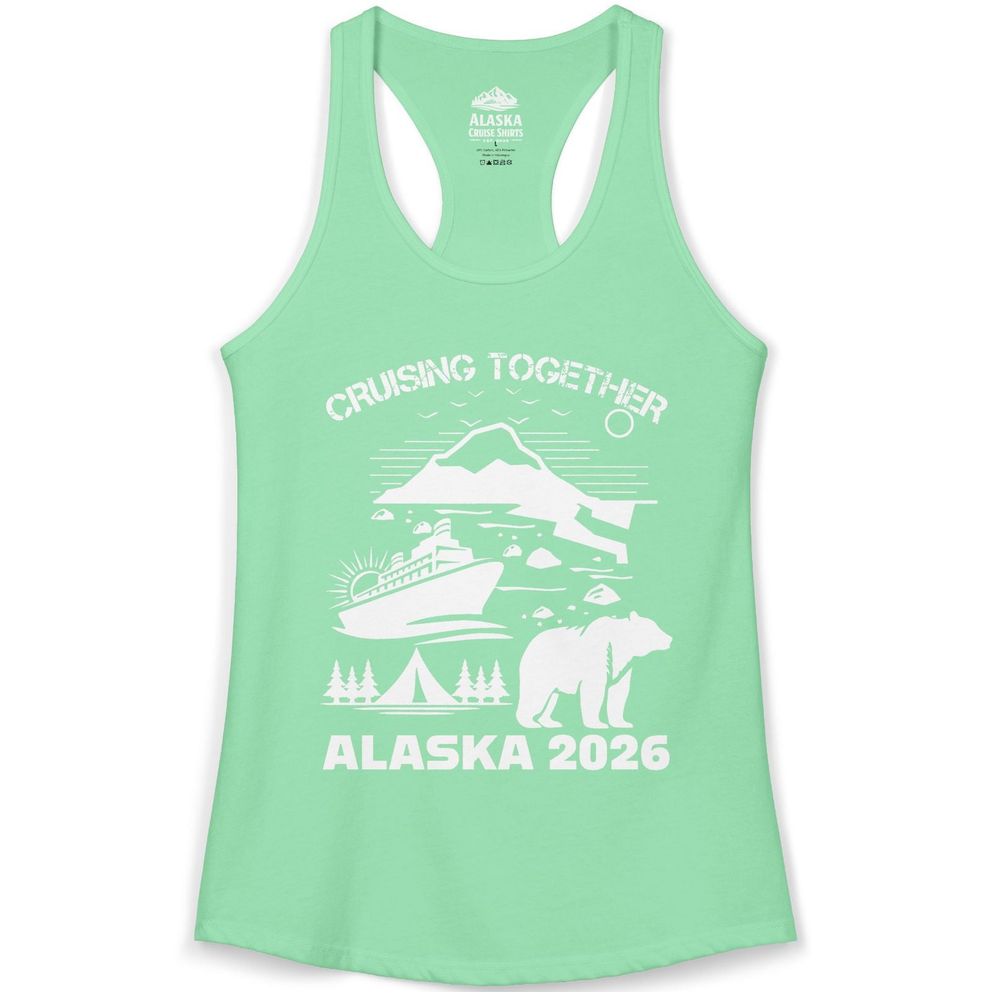 Alaska Cruise 2026 Family Adventure Bear Mountain Nature Shirt — Ladies Tank Ladies Tank Top – Solid Mint – Alaska Cruise Shirts