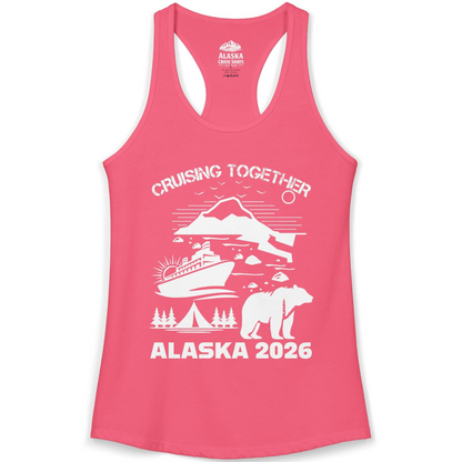 Alaska Cruise 2026 Family Adventure Bear Mountain Nature Shirt — Ladies Tank Ladies Tank Top – Hot Pink – Alaska Cruise Shirts