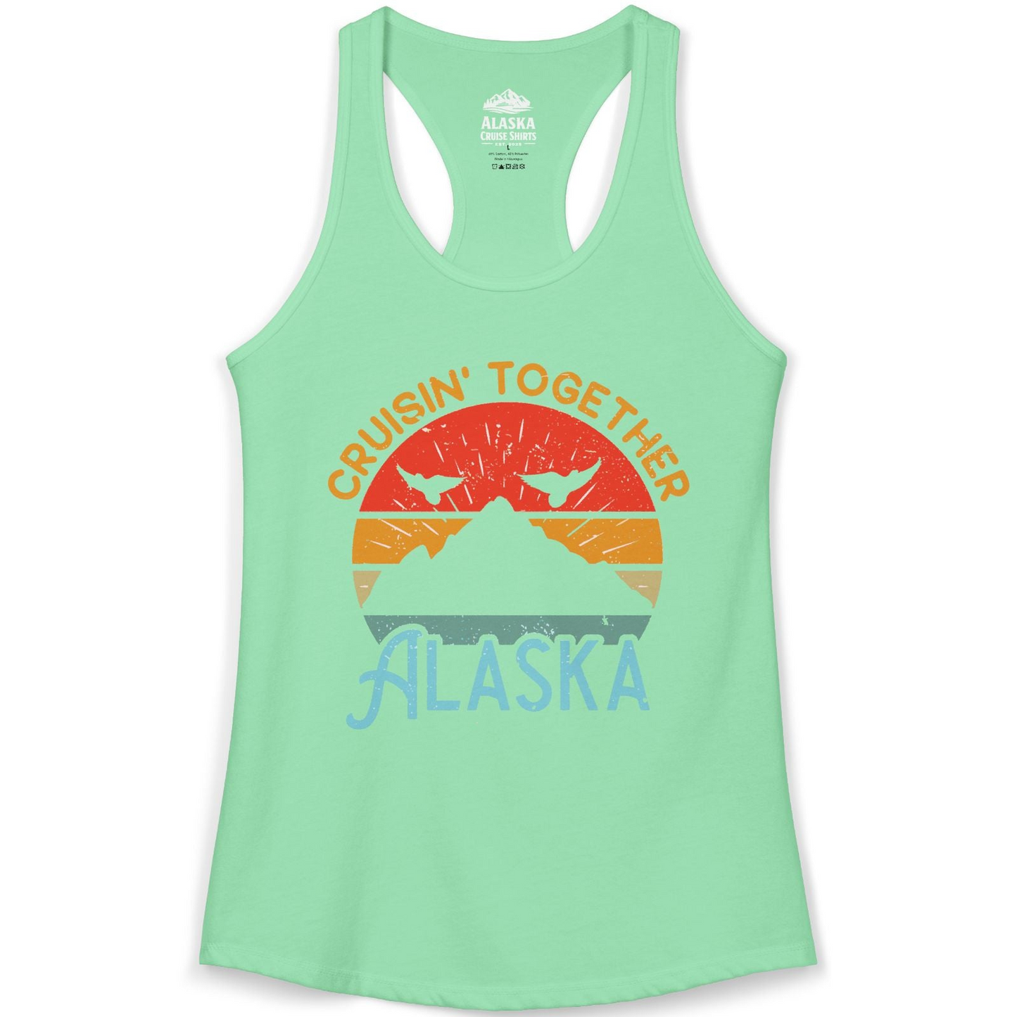 Retro Alaska Cruise Shirt Ladies Tank Top – Solid Mint – Alaska Cruise Shirts