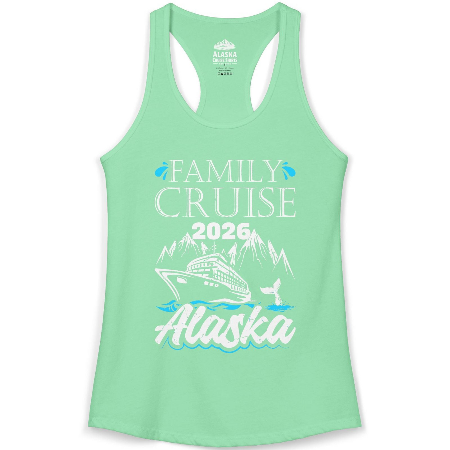 Alaska Family Cruise Shirt Ladies Tank Top – Solid Mint – Alaska Cruise Shirts