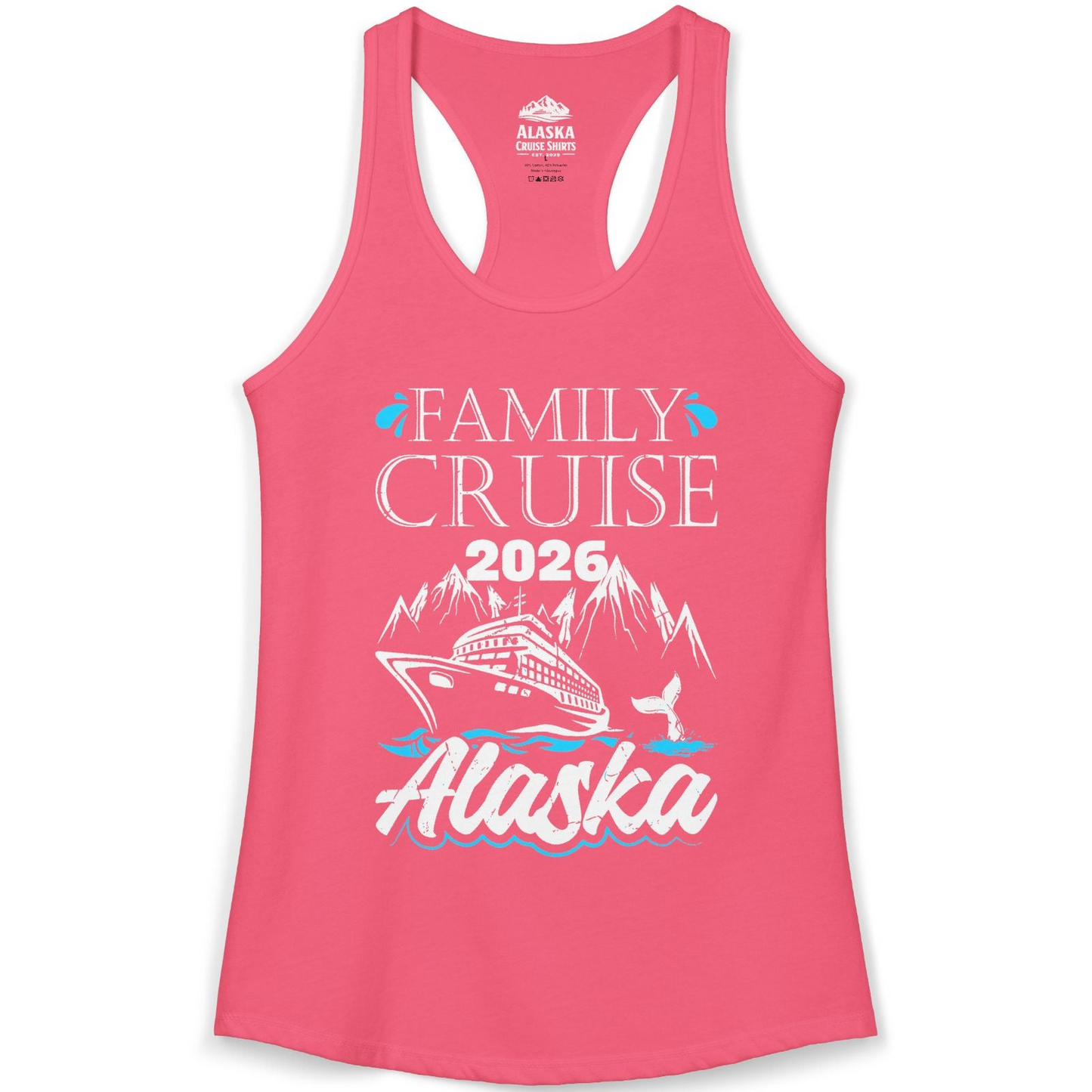 Alaska Family Cruise Shirt Ladies Tank Top – Hot Pink – Alaska Cruise Shirts