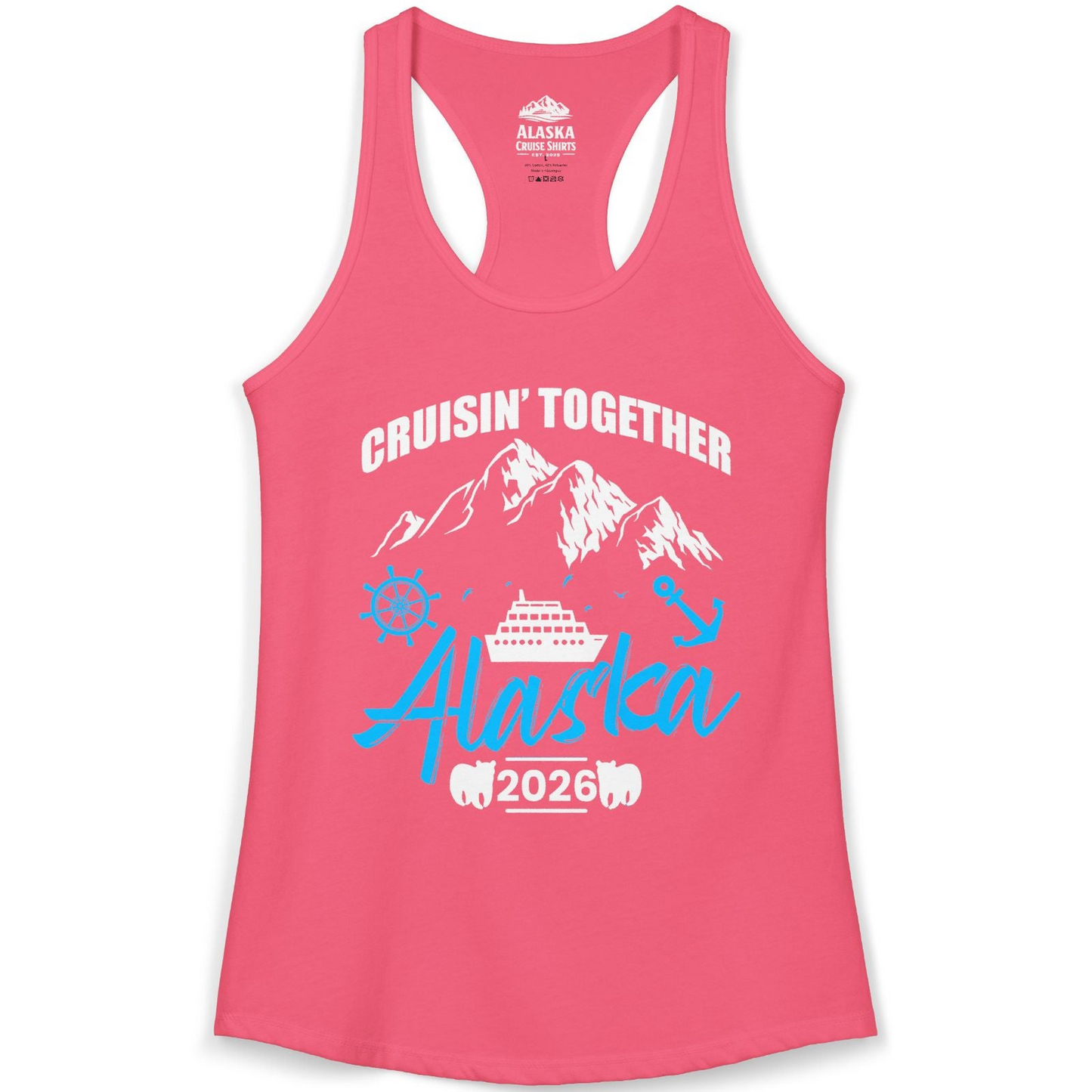 Alaska Cruise Group Adventure Shirt Ladies Tank Top – Hot Pink – Alaska Cruise Shirts