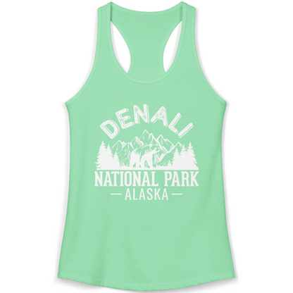Denali National Park Bear Mountains Vintage Alaska Nature Shirt — Ladies Tank Ladies Tank Top – Solid Mint – Alaska Cruise Shirts