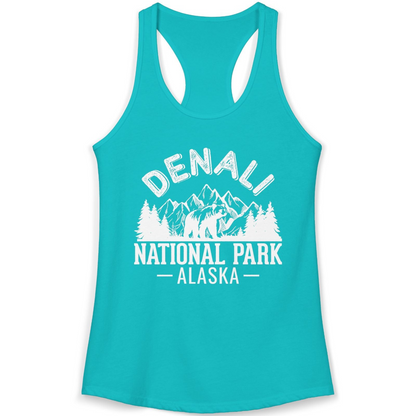 Denali National Park Bear Mountains Vintage Alaska Nature Shirt — Ladies Tank Ladies Tank Top – Tahiti Blue – Alaska Cruise Shirts