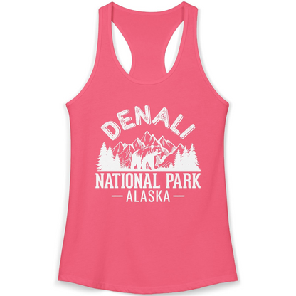 Denali National Park Bear Mountains Vintage Alaska Nature Shirt — Ladies Tank Ladies Tank Top – Hot Pink – Alaska Cruise Shirts
