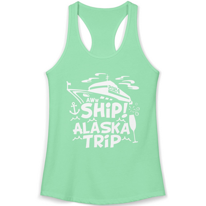 Aww Ship Alaska Cruise Shirt Ladies Tank Top – Solid Mint – Alaska Cruise Shirts