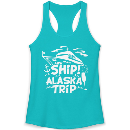 Aww Ship Alaska Cruise Shirt Ladies Tank Top – Tahiti Blue – Alaska Cruise Shirts