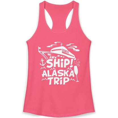 Aww Ship Alaska Cruise Shirt Ladies Tank Top – Hot Pink – Alaska Cruise Shirts