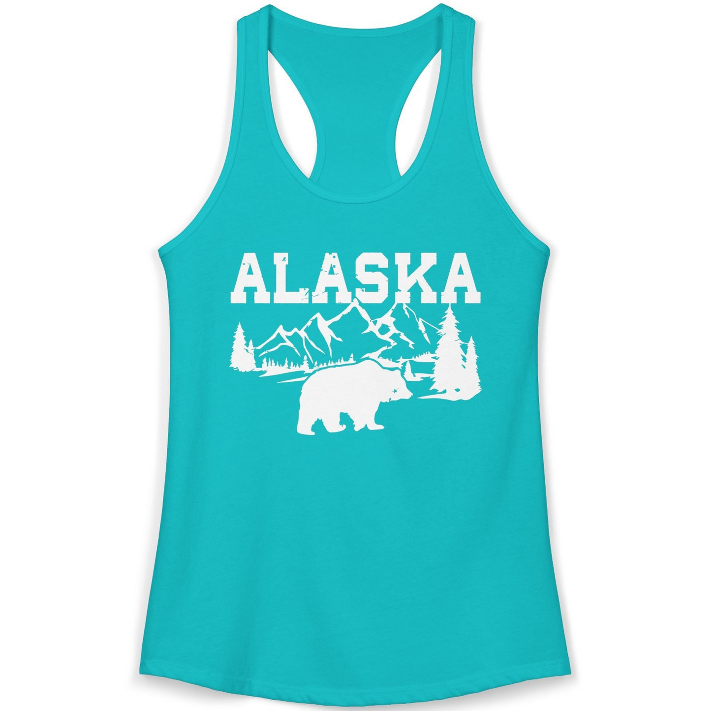 Alaska Bear Shirt Ladies Tank Top – Tahiti Blue – Alaska Cruise Shirts
