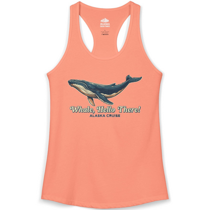 Whale Hello There Alaska Cruise Shirt Ladies Tank Top – Solid Light Orange – Alaska Cruise Shirts