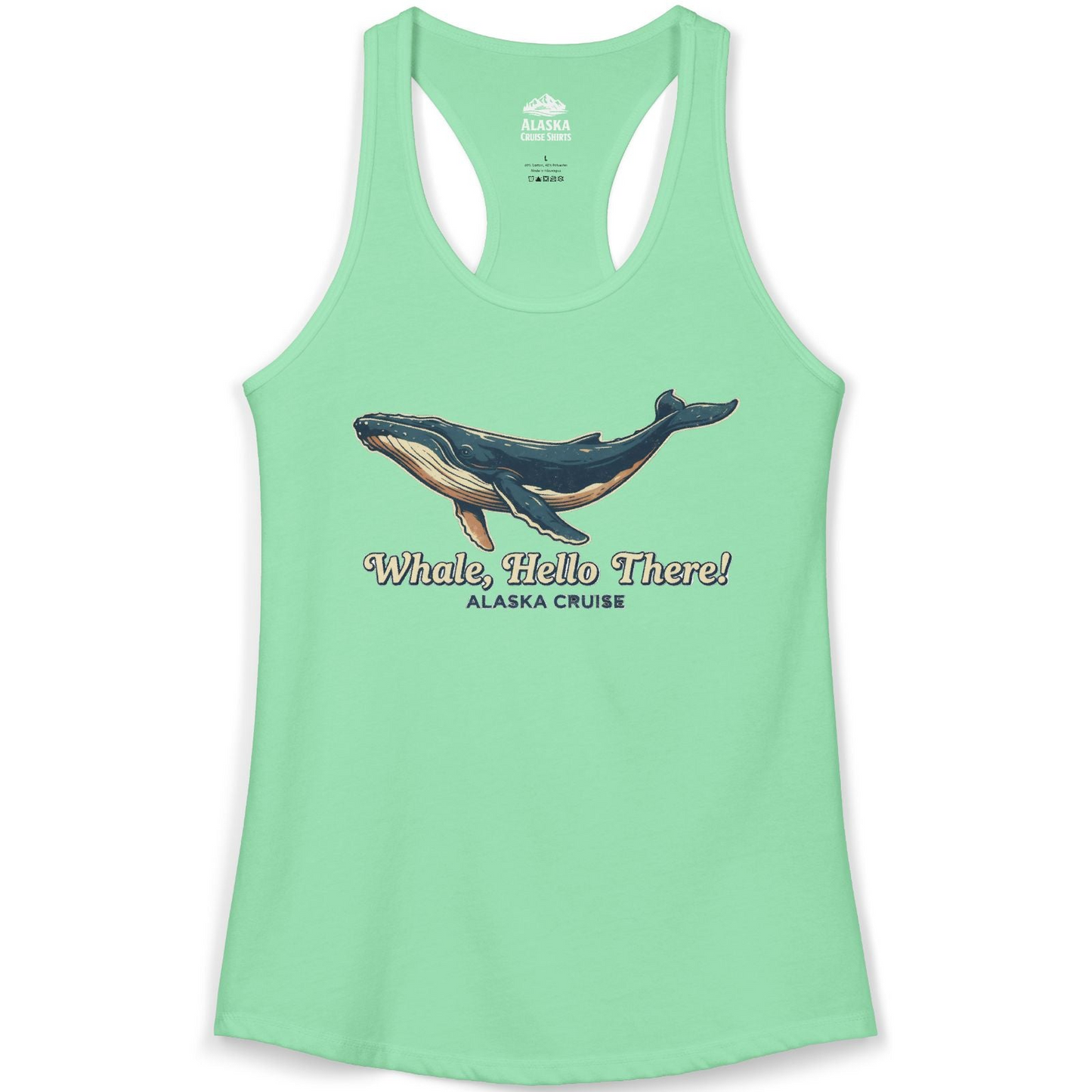 Whale Hello There Alaska Cruise Shirt Ladies Tank Top – Solid Mint – Alaska Cruise Shirts