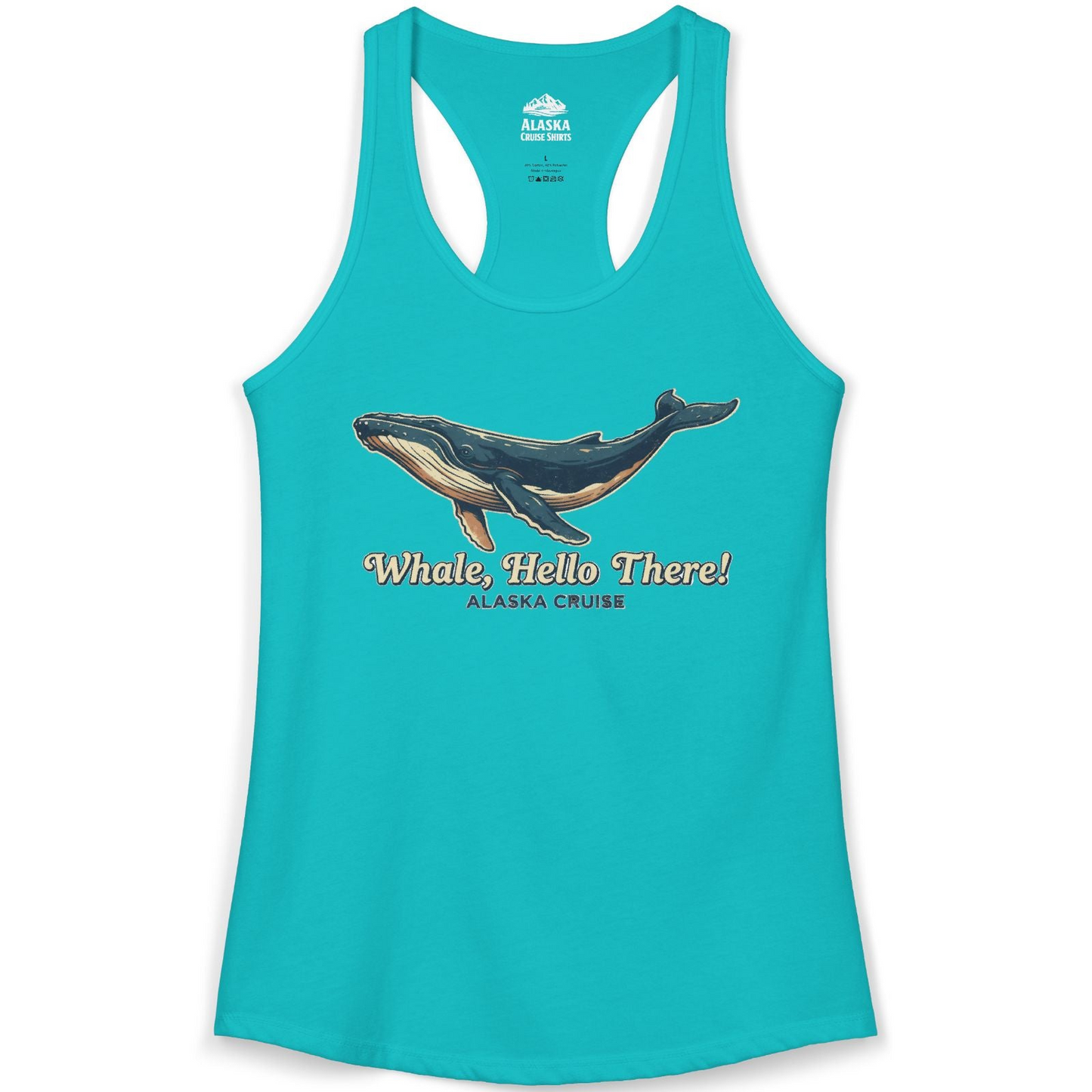 Whale Hello There Alaska Cruise Shirt Ladies Tank Top – Tahiti Blue – Alaska Cruise Shirts