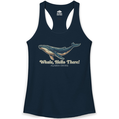 Whale Hello There Alaska Cruise Shirt Ladies Tank Top – Solid Midnight Navy – Alaska Cruise Shirts
