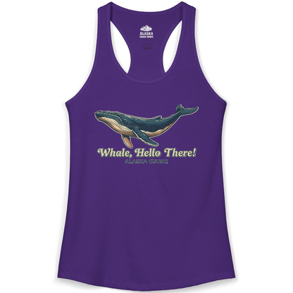 Whale Hello There Alaska Cruise Shirt Ladies Tank Top – Solid Purple Rush – Alaska Cruise Shirts