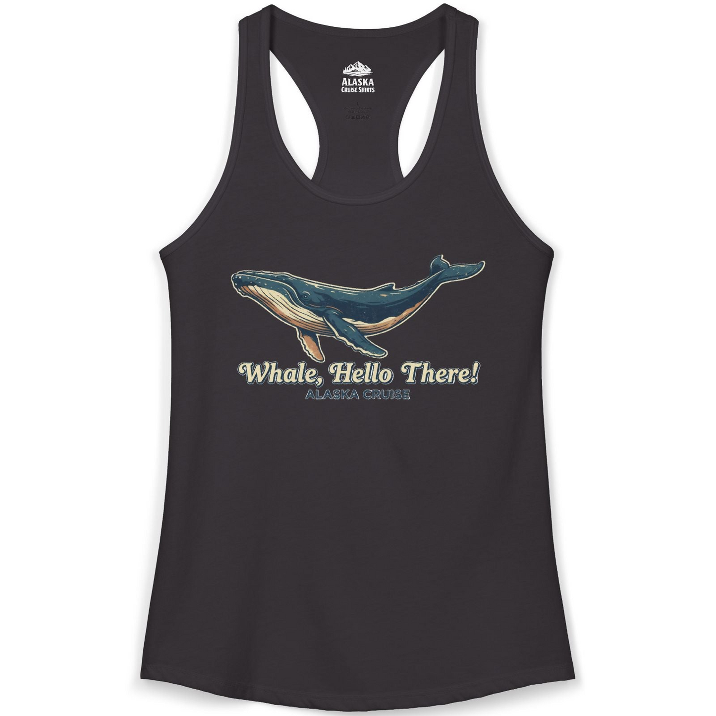 Whale Hello There Alaska Cruise Shirt Ladies Tank Top – Black – Alaska Cruise Shirts