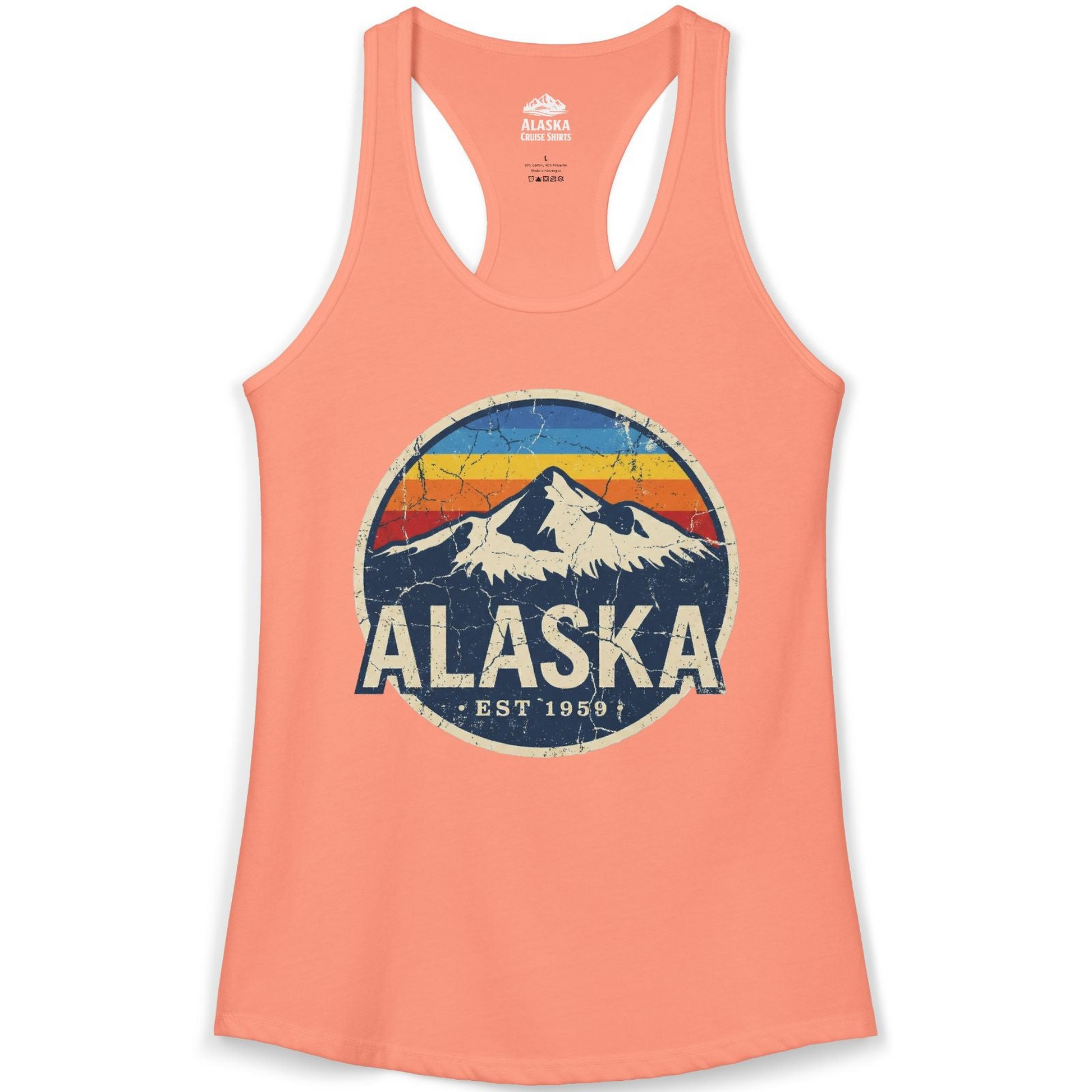 Alaska Vintage Shirt Ladies Tank Top – Solid Light Orange – Alaska Cruise Shirts