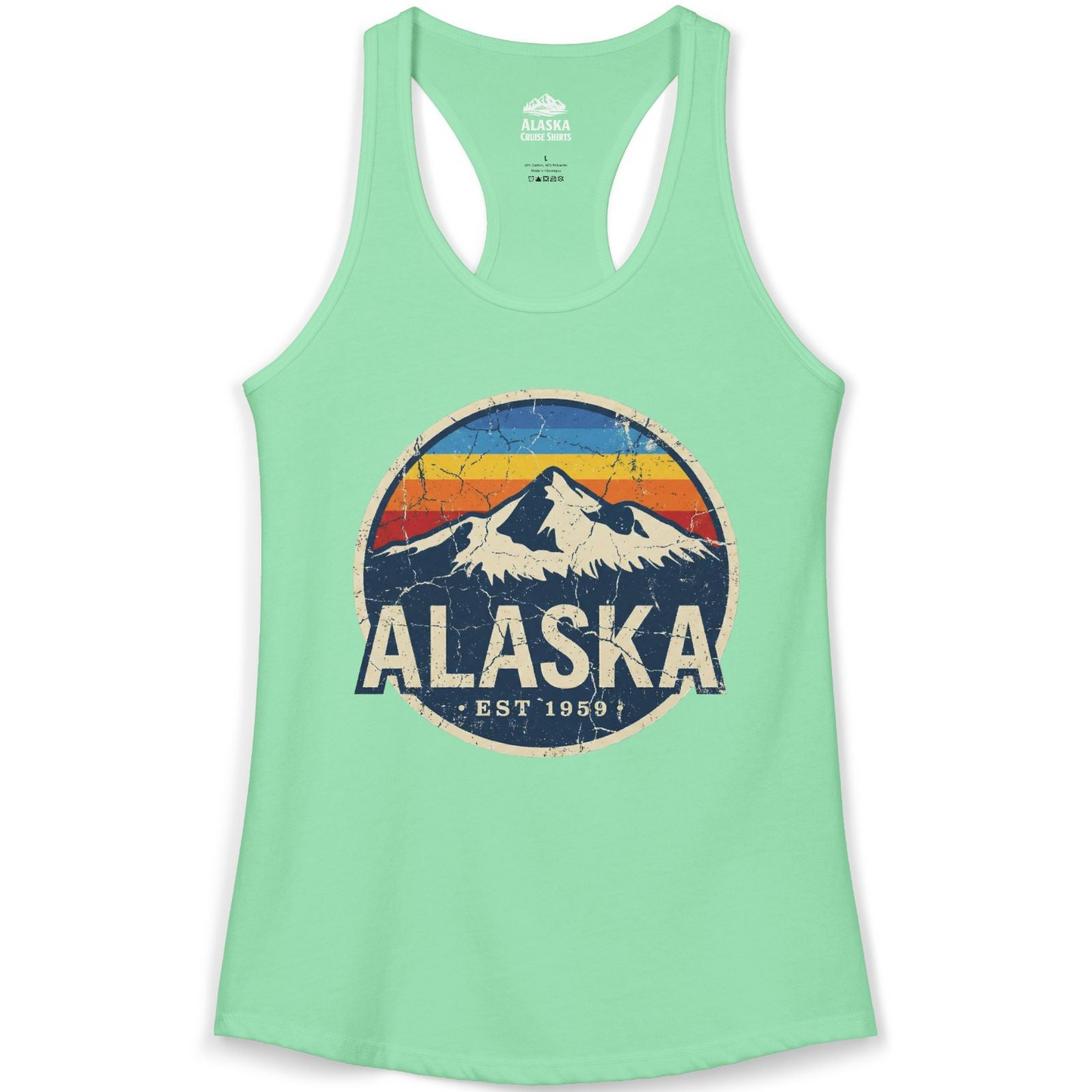 Alaska Vintage Shirt Ladies Tank Top – Solid Mint – Alaska Cruise Shirts