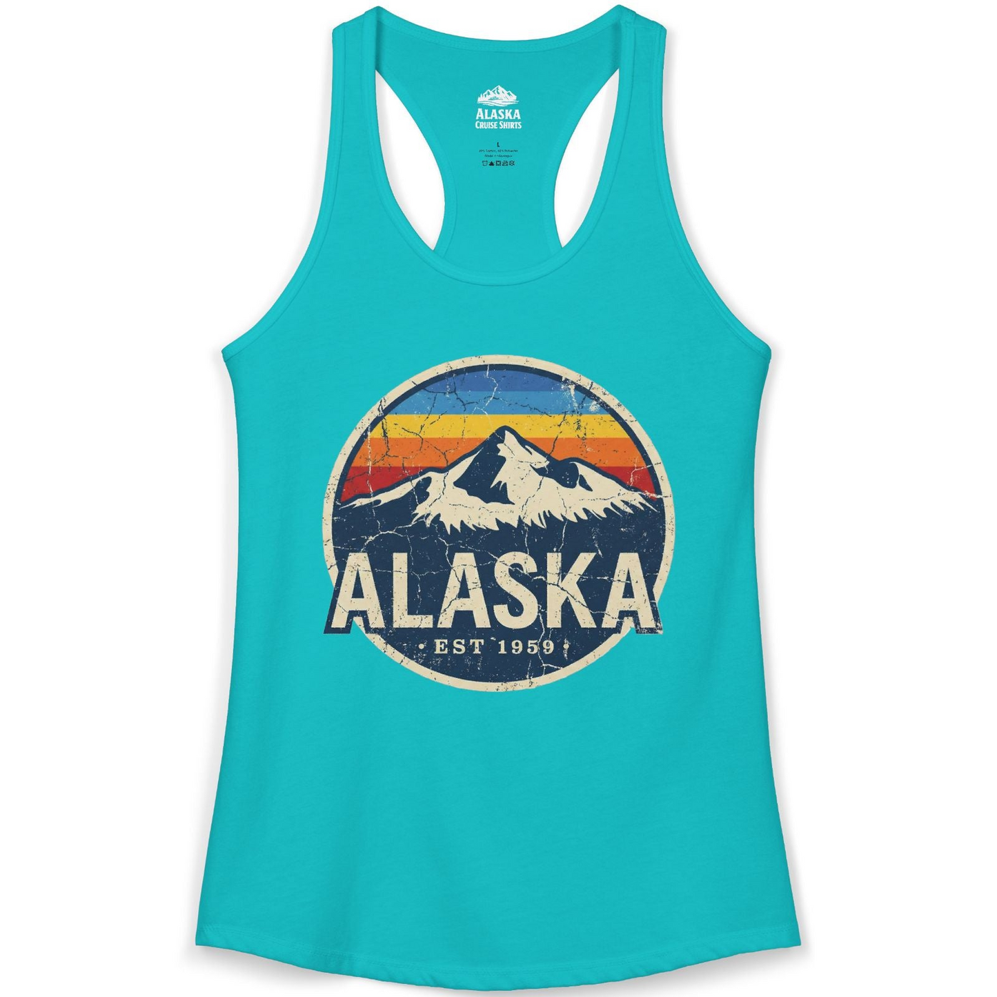 Alaska Vintage Shirt Ladies Tank Top – Tahiti Blue – Alaska Cruise Shirts