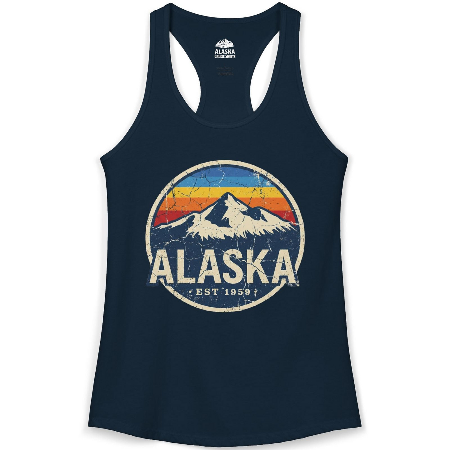 Alaska Vintage Shirt Ladies Tank Top – Solid Midnight Navy – Alaska Cruise Shirts