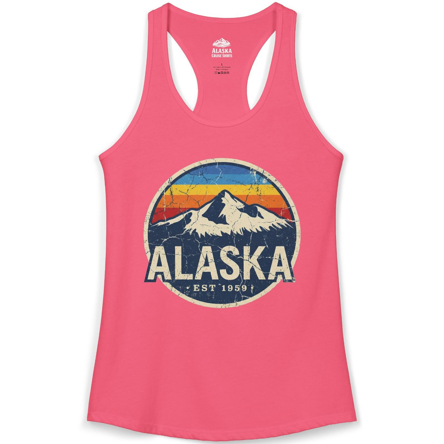 Alaska Vintage Shirt Ladies Tank Top – Hot Pink – Alaska Cruise Shirts