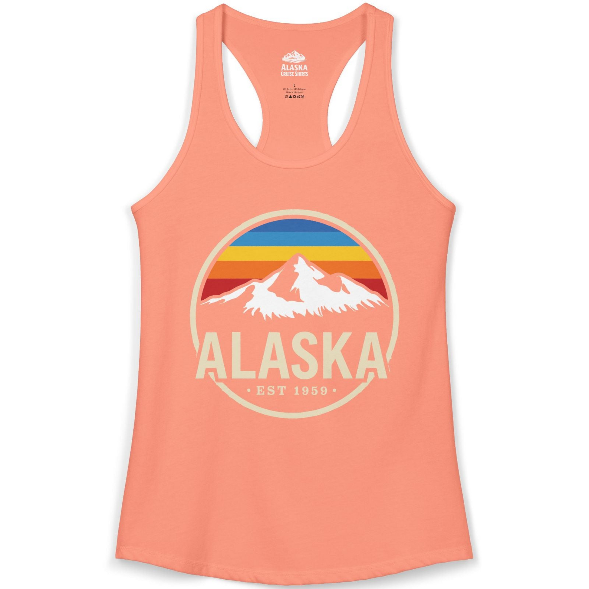 Alaska Vintage Mountain Sunset Shirt Ladies Tank Top – Solid Light Orange – Alaska Cruise Shirts