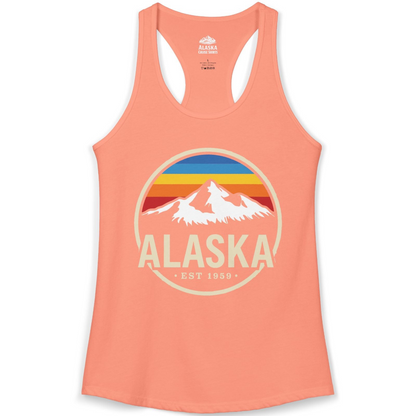 Alaska Vintage Mountain Sunset Shirt Ladies Tank Top – Solid Light Orange – Alaska Cruise Shirts