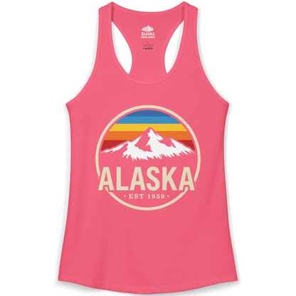 Alaska Vintage Mountain Sunset Shirt Ladies Tank Top – Hot Pink – Alaska Cruise Shirts