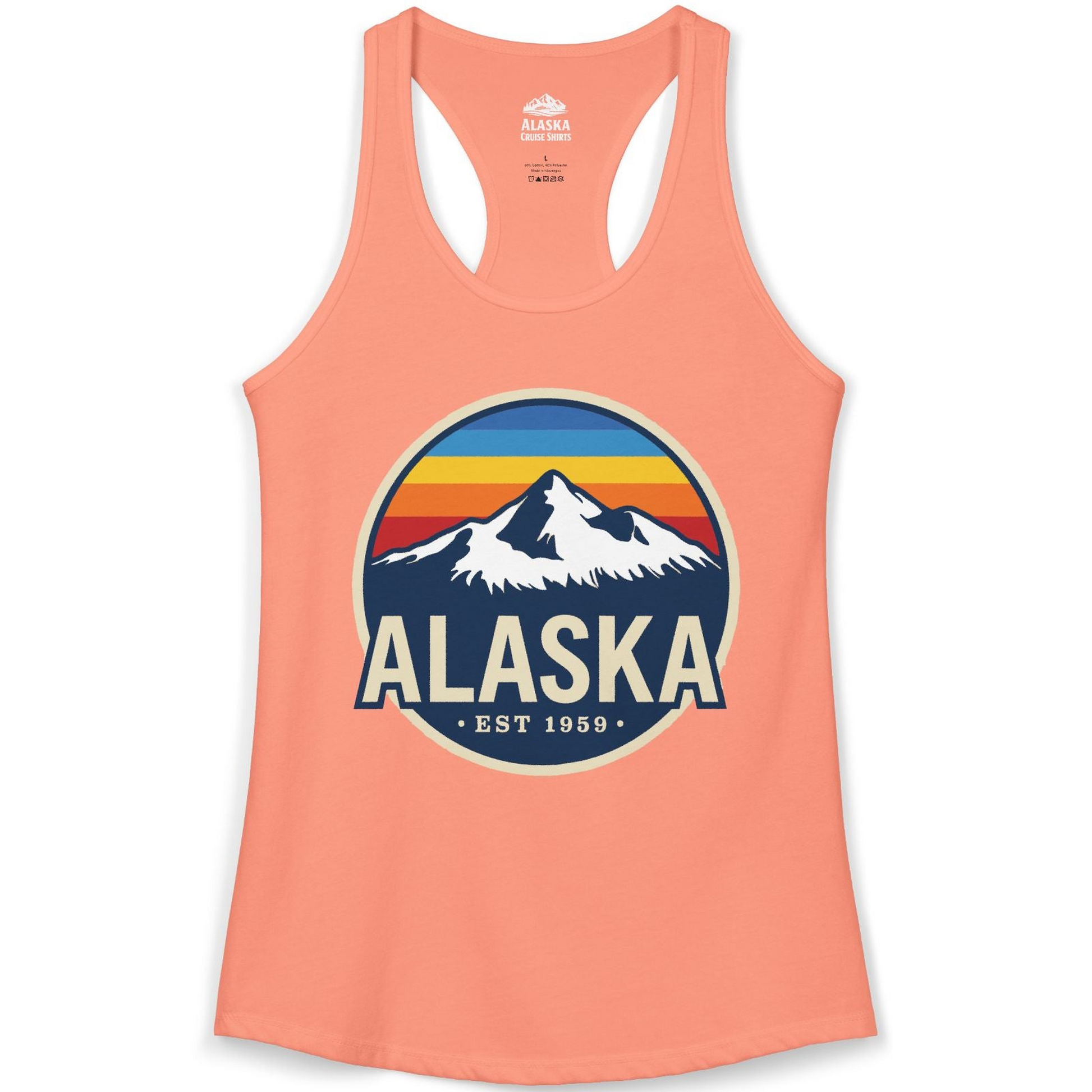 Alaska Vintage Shirt Ladies Tank Top – Solid Light Orange – Alaska Cruise Shirts