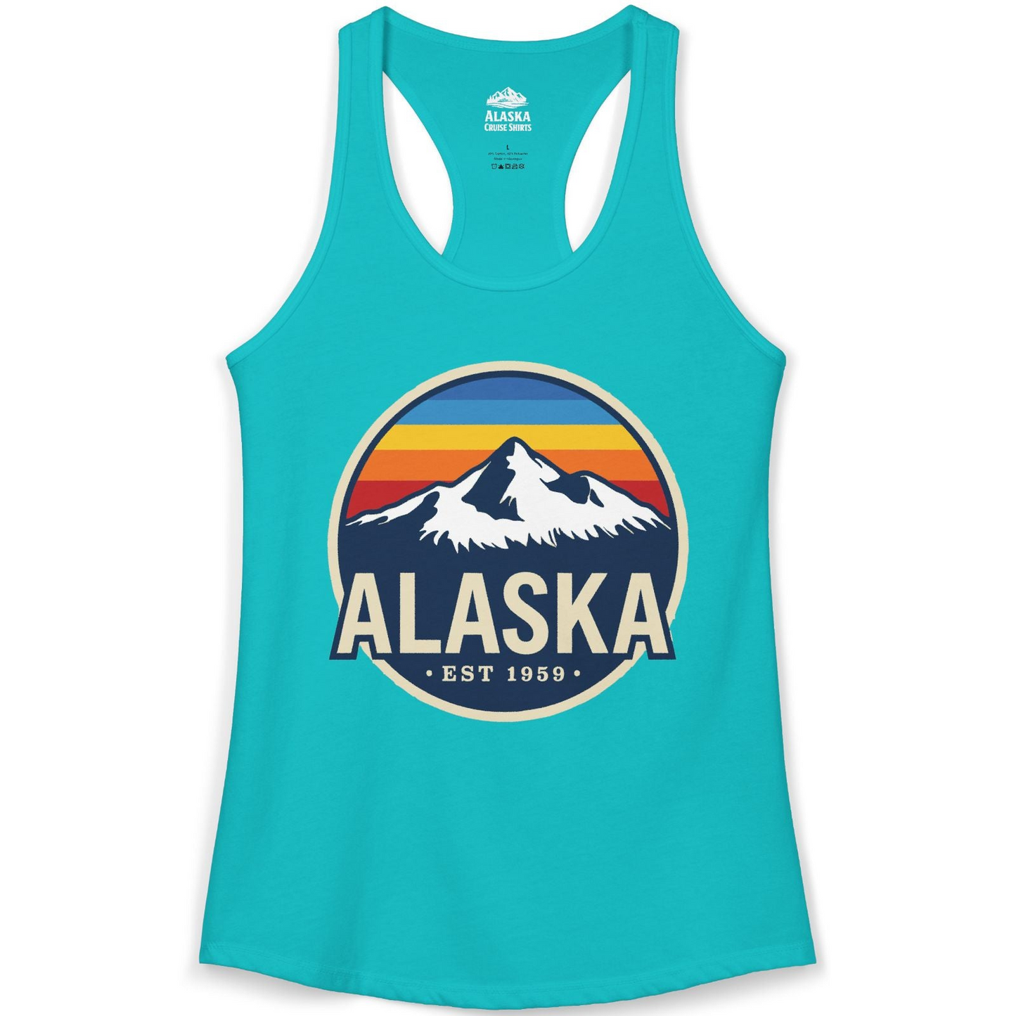 Alaska Vintage Shirt Ladies Tank Top – Tahiti Blue – Alaska Cruise Shirts