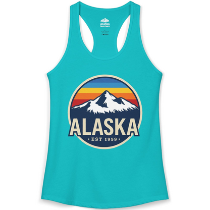 Alaska Vintage Shirt Ladies Tank Top – Tahiti Blue – Alaska Cruise Shirts